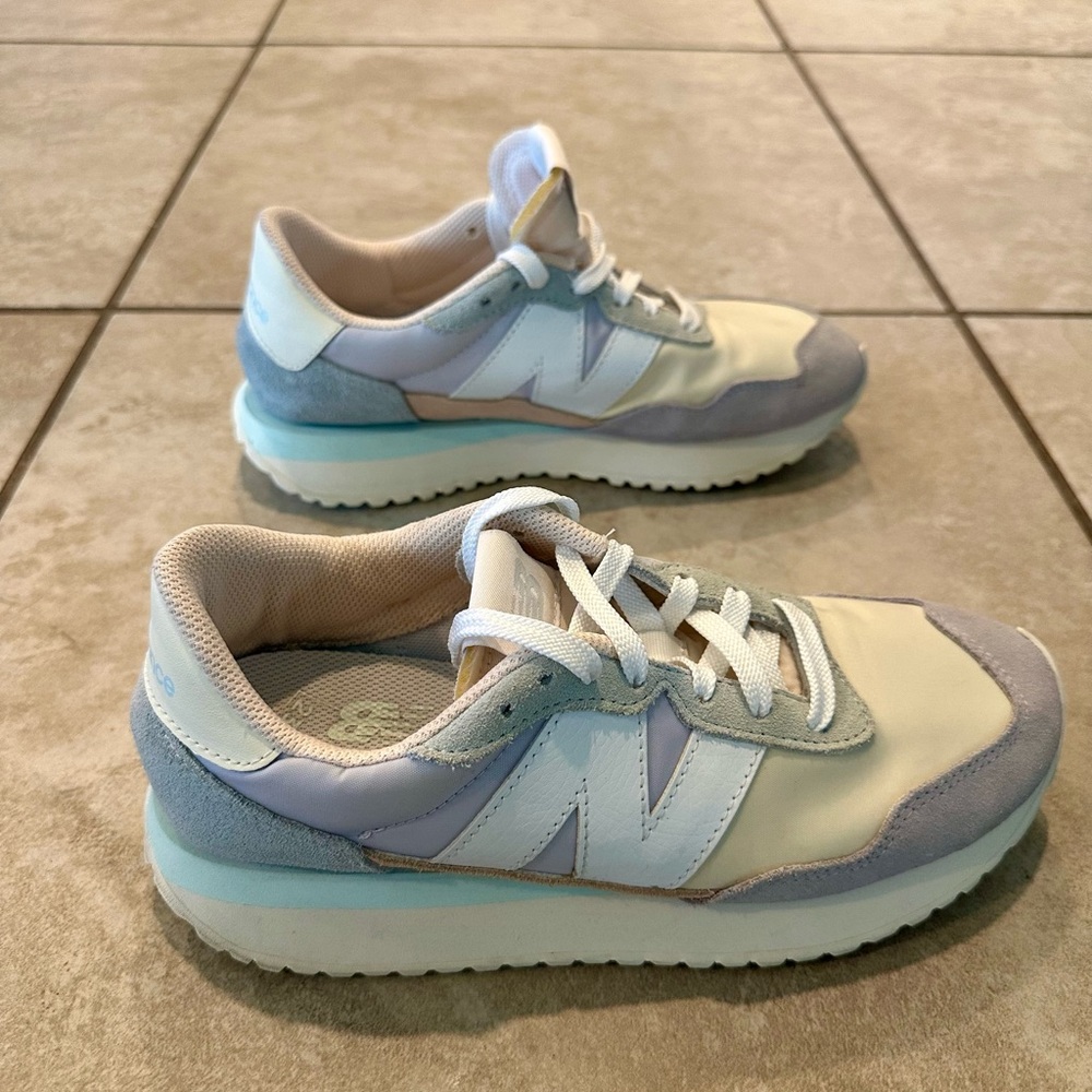 Light Blue and Cream Sneakers